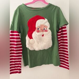 Mini Boden Green Santa Long Sleeve Tee